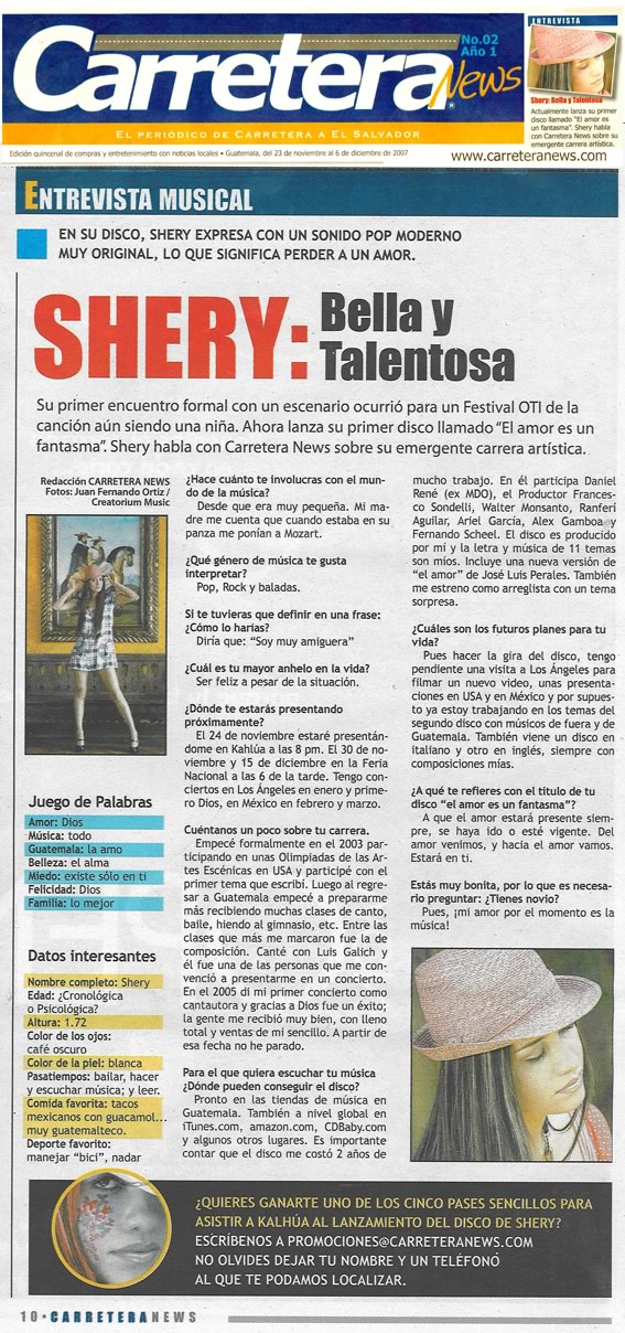 Carretera News - Shery: Bella y Talentosa