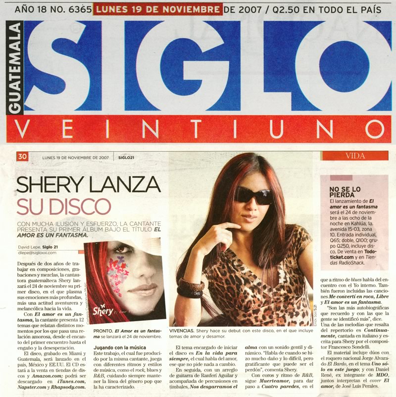 Siglo Veintiuno: Shery presenta su disco